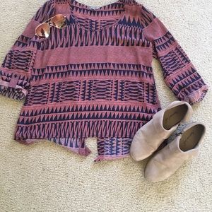 Junior blouse coral and navy blouse.